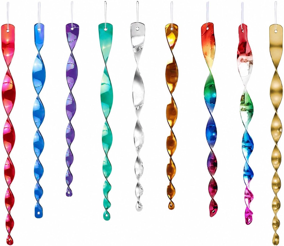 SnelShoppen - Pack van 9 Reflecterende Wind Spiralen Vogels Afschrikken, 30 cm, Vogelverschrikker voor Balkon, Tuin, Terras, Ramen en Fruitbomen, Kleu