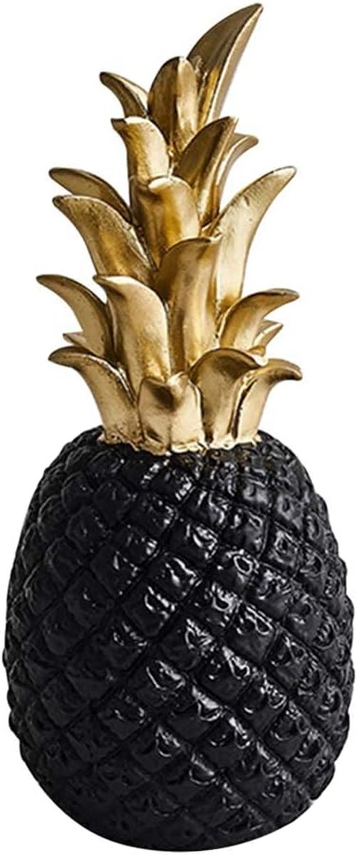 Hars Ananas Standbeeld - Decoratief Ornament - Woonkamer Decoratie - Handgemaakt Detail - 7 x 7 x 15 cm - Zwart