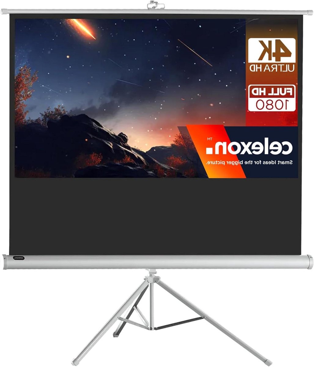 Draagbaar Projectiescherm - Mobiel Statiefdoek - Thuisbioscoop Presentatie - Traploos Vergrendelbaar - 219 x 123 cm - Wit