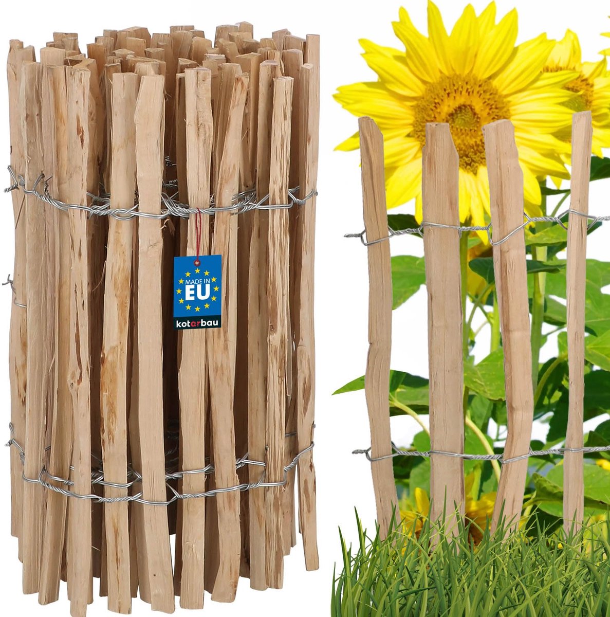 KOTARBAU Bloembedrand, Tuinafscheiding, Houten Tuinhek 0,6x5m, Schapenhek