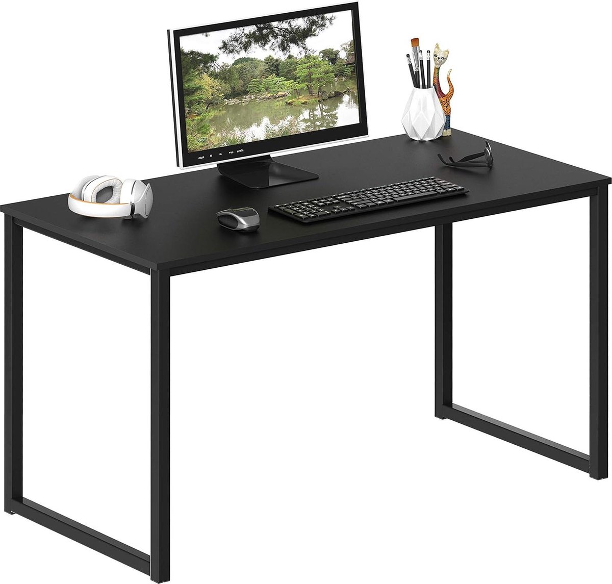 Computer bureau - Thuiswerk tafel - Productief werken - Stalen frame - 100x70 cm - Zwart