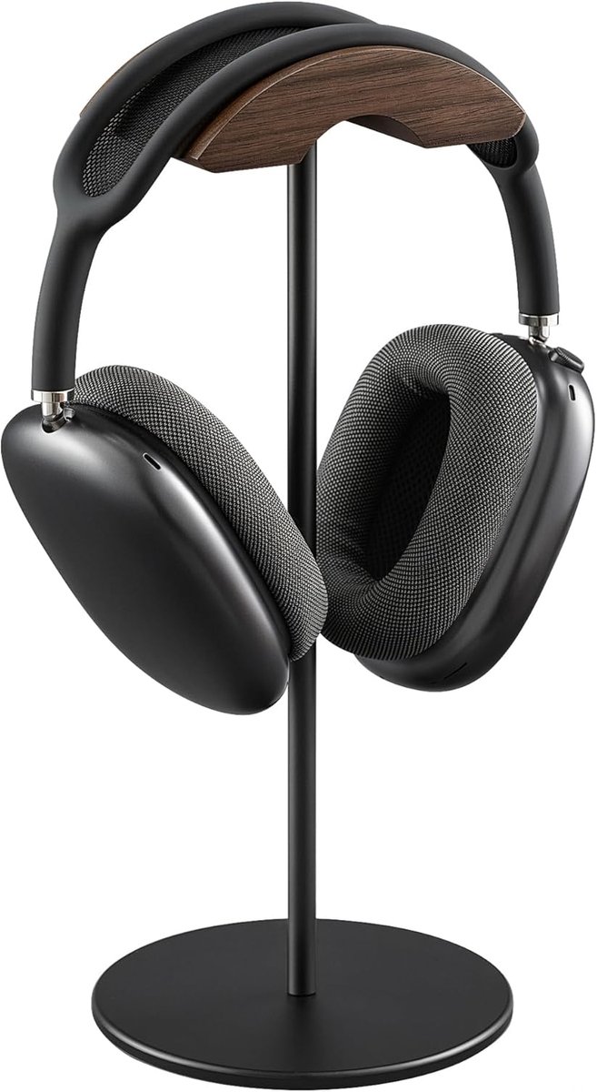 Thijox - Hoofdtelefoonstandaard voor Gaming, Walnoot en Aluminium, Zware Basis voor Alle Hoofdtelefoonmaten, Natuurlijke Walnoot Kleur, Ideaal voor Th