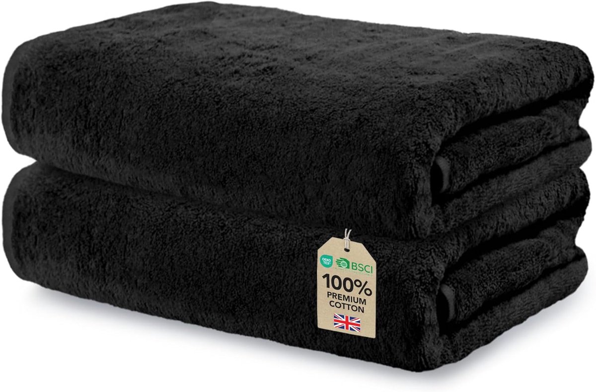 SnelShoppen - Luxe Badset - 2 Badhanddoeken 70x140 cm - 100% Premium Katoen - Ultra Zacht & Vochtabsorberend - Oeko-Tex Gecertificeerd - 500 g/m2 - Zw