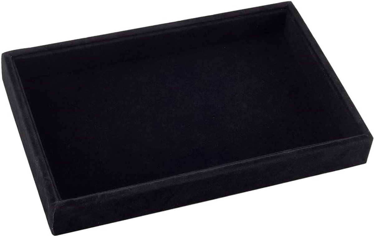 SnelShoppen - Velvet Jewellery Tray Zwart Stapelbare Sieraden Display Case Juwelen Houder voor Oorbellen, Kettingen, Armbanden en Ringen