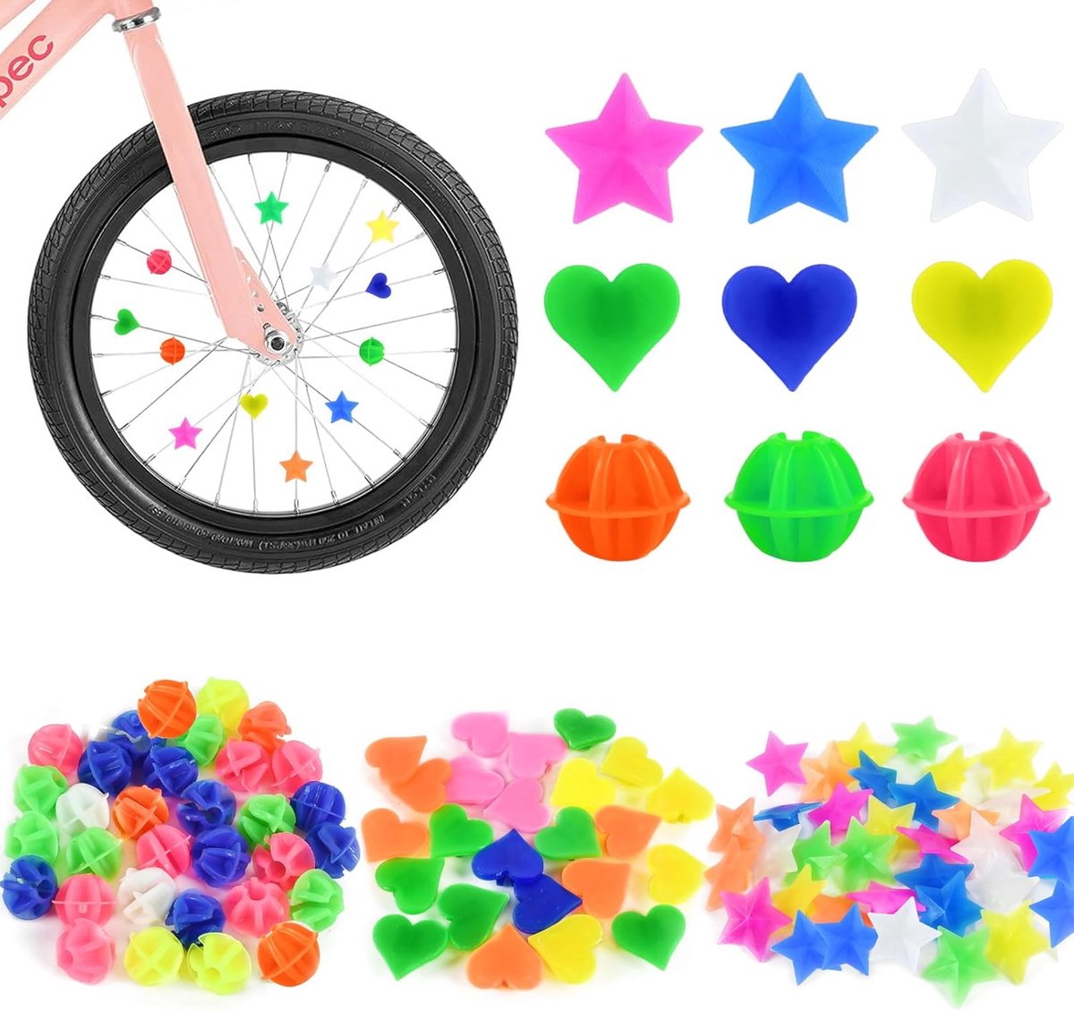 SnelShoppen - Fietspaken Decoratie - 216 Kleurrijke Spaken Kralen voor Kinderen - Spaken Clips voor Fietsen - Leuke en Creatieve Fietsaccessoires voor