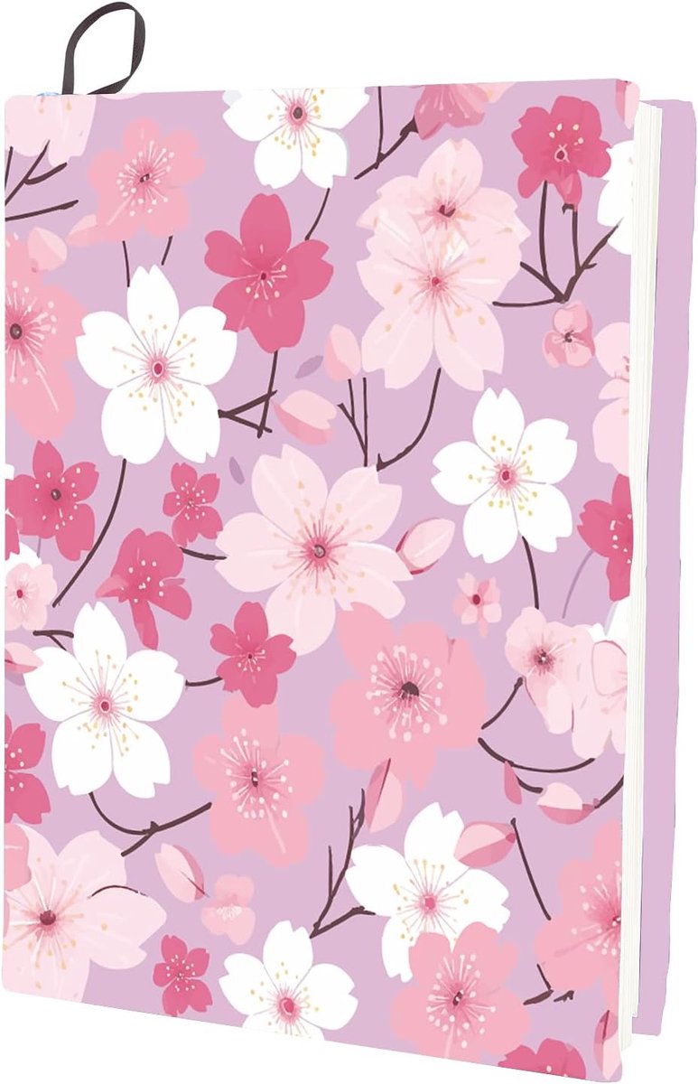 SnelShoppen - Stretchy Boekomslag voor Hardcover Boeken - Wasbare Nylon Boekbeschermer - Roze Kersenbloesem Patroon - Geschikt voor 9 x 11 Inch Notebo