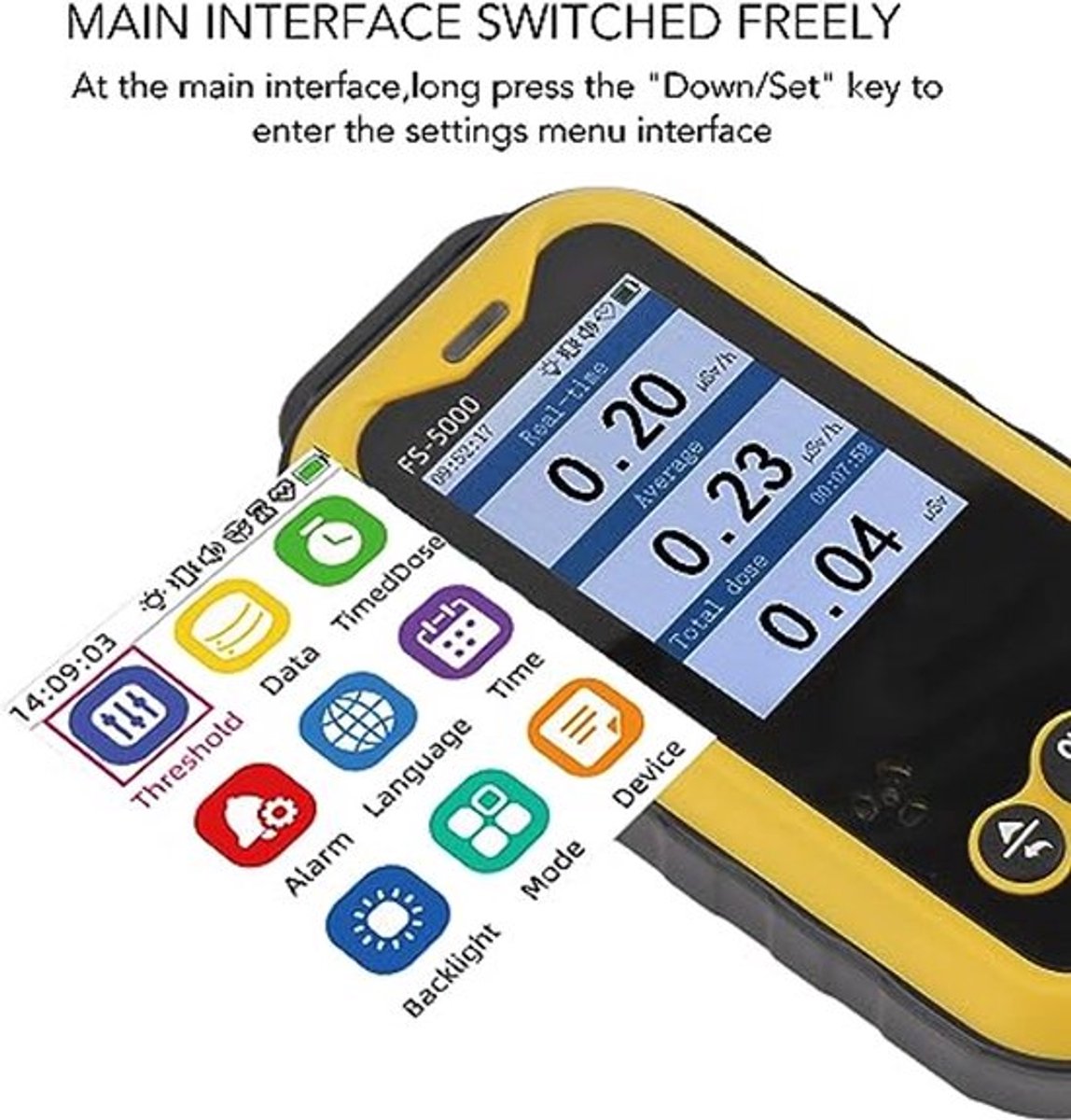 Geiger Teller, Beta Bereik Röntgen Monitor Met Geluid Licht Alarm, USB Nucleaire Stralingsdetector Monitor Meter Stralingsdosimeter Voor Thuis, Buiten, Industrie, Laboratorium