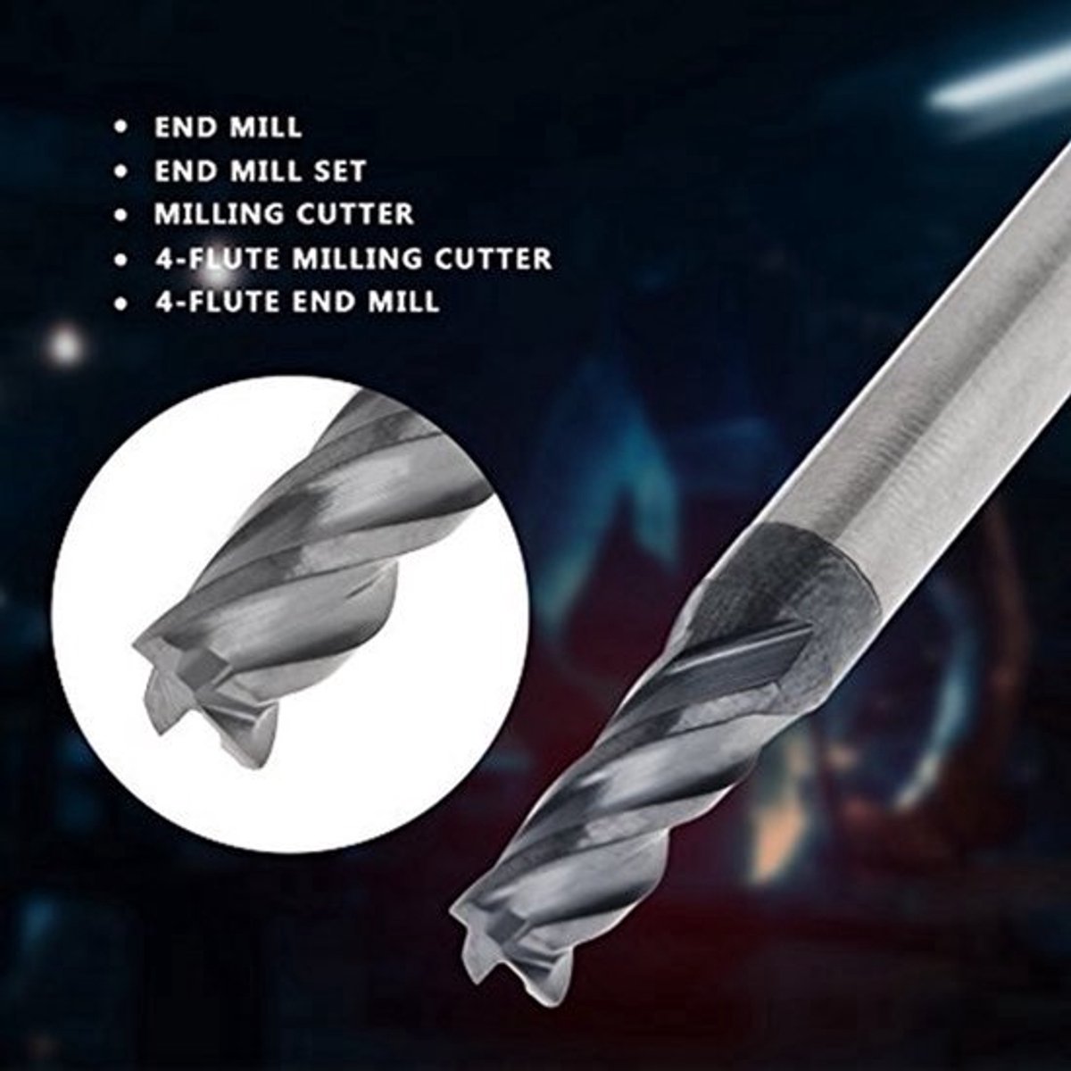 5-delige Tungsten Carbide Frezen Set - 4 Tanden - Verschillende Maten