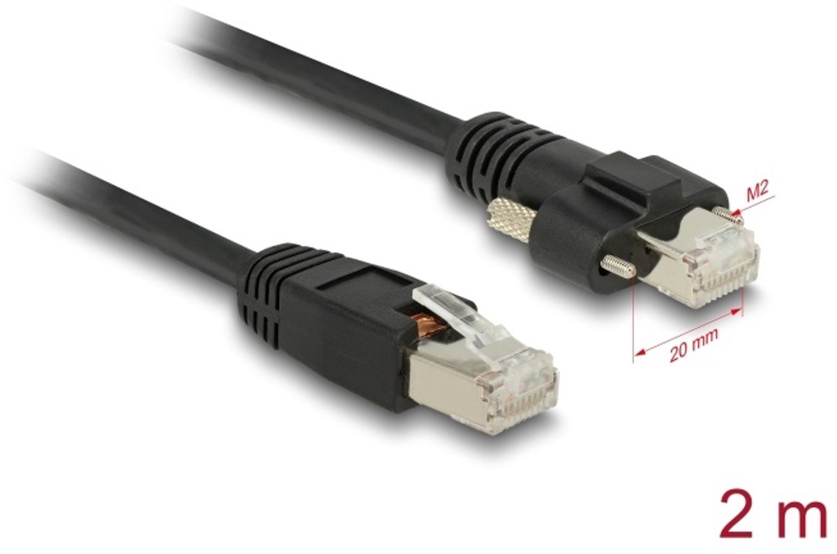 Delock GigE Camera Cable RJ45 plug to RJ45 plug with screws Cat.6 S/FTP 2 m