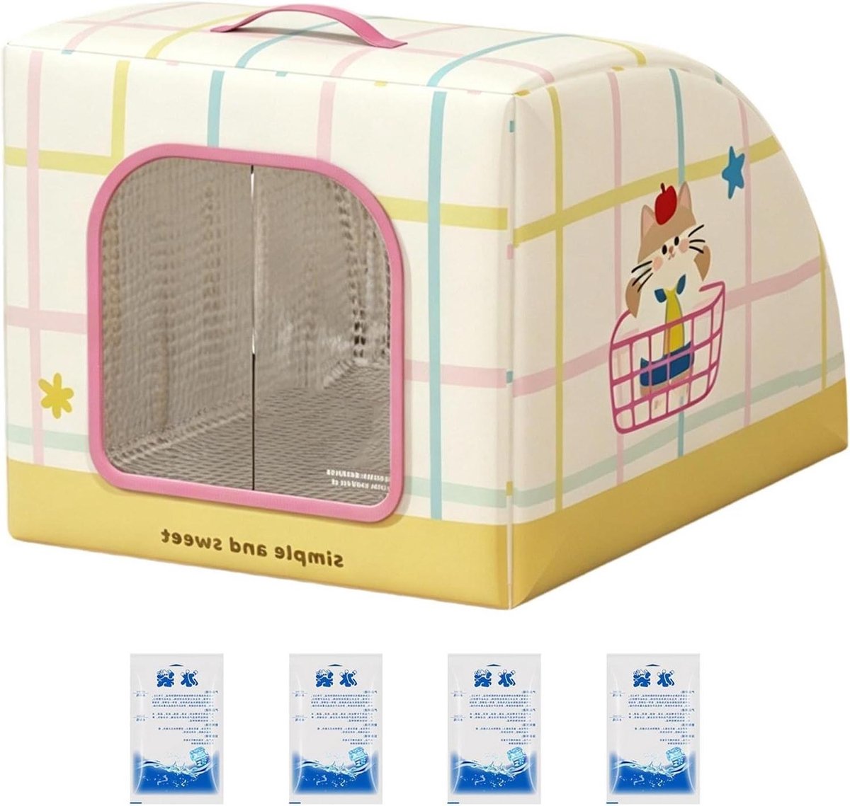 Geïsoleerd Kattenhuis - Comfortabele Schuilplaats - Koel en comfortabel - Snelkoelend met ijspakken - 60x45x42 cm - Katje