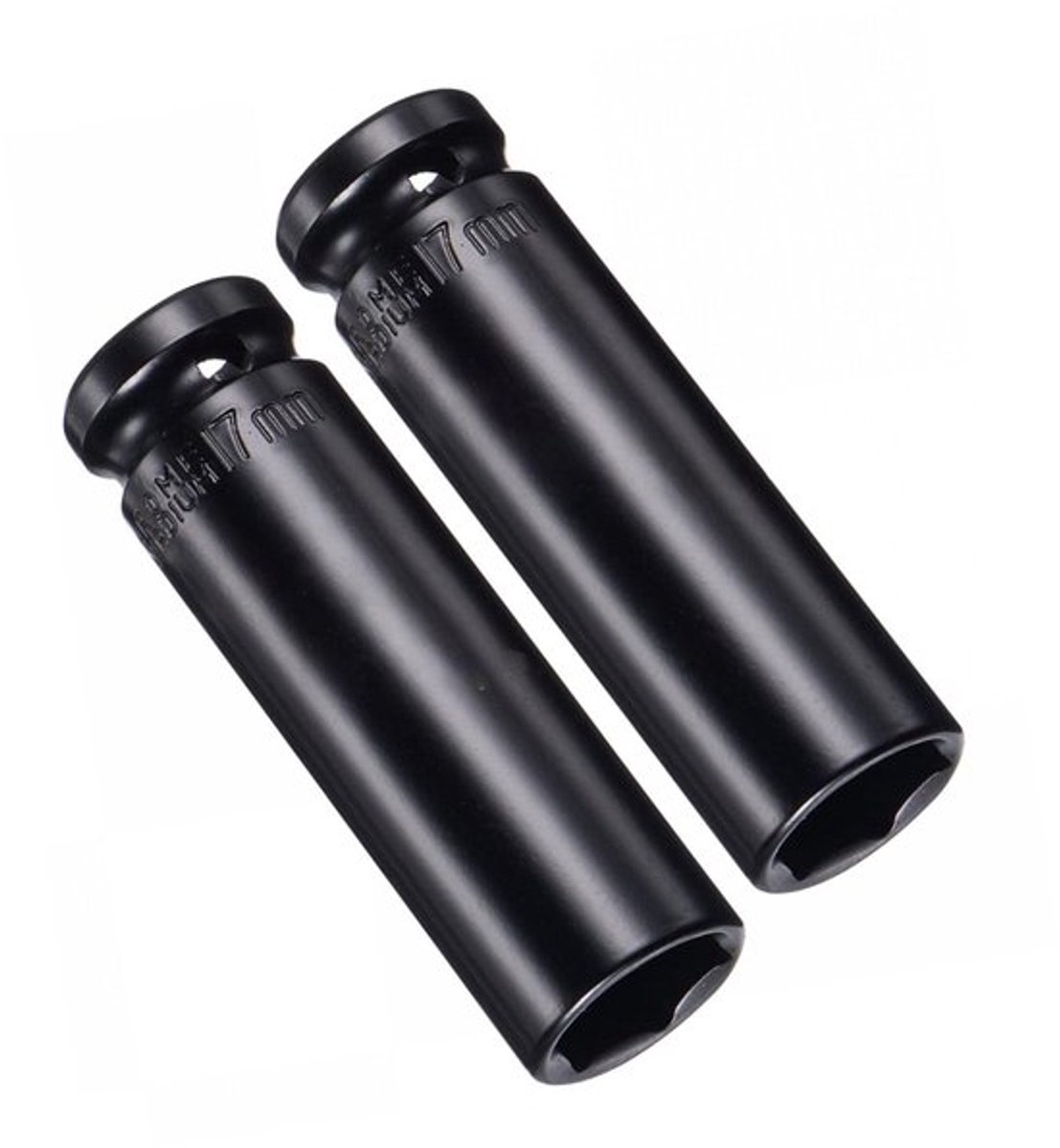 2 stuks 1/2 aandrijving door 17 mm diepe impactsocket, warmtebehandeld CR-V-staal 3.15 lengte, 6-punts metrische maten