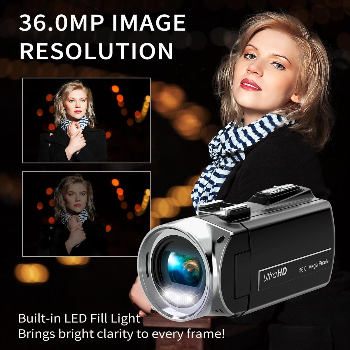 SnelShoppen - Video Camera Camcorder 4K 36MP Vlogging Camera voor YouTube, 30FPS Digitale Camera met 18x Zoom, 3.0 Inch Draaibaar IPS Scherm, Inclusie thumbnail 6