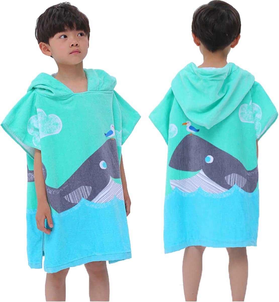 SnelShoppen - Kids Hooded Poncho Towel - 100% Katoen Badcape voor Kinderen 3-12 Jaar - Ideaal voor Strand, Zwembad, Camping en Vakantie - Unisex Surf