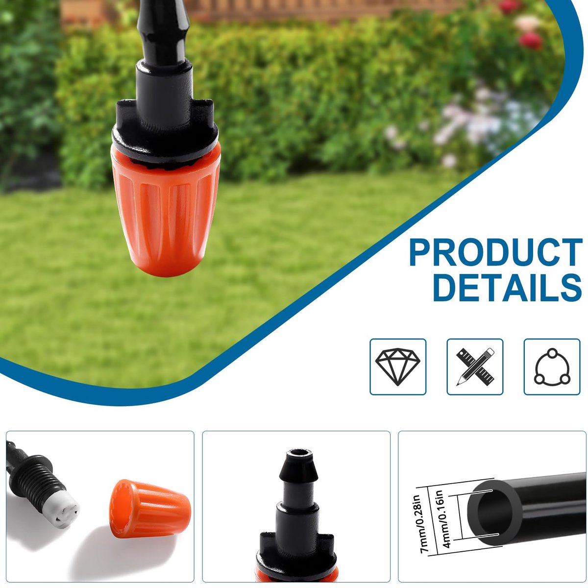 SnelShoppen - 40Pcs Verstelbare Micro Druppelaars voor 4/7mm Drip Hoses, Irrigatie Sprinkler Systeem, Water Irrigatie Emitter voor Tuin, Gazon, Oranje