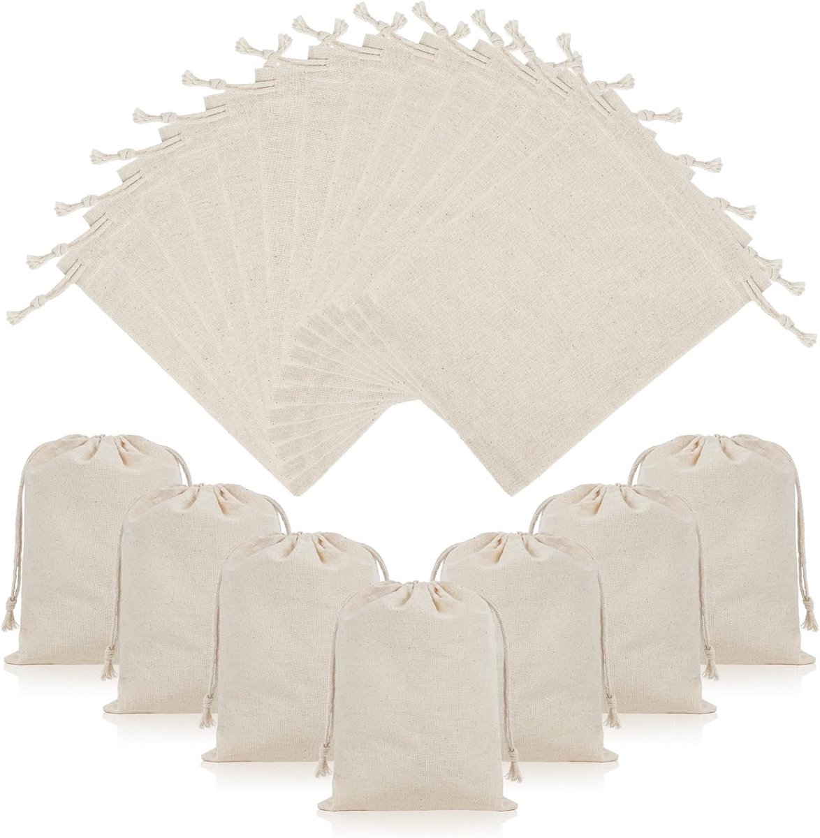 SnelShoppen - 20 Stuks Katoenen Trekkoordzakjes 20x25 cm - Canvas Geschenktas voor Sweets, Trouwen, Valentijnsdag, Kerst, DIY Craft, Cadeauzakjes