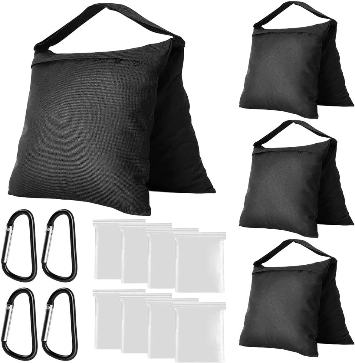 SnelShoppen - Set van 4 Zandzakken 58.5 x 27 cm, Fotografie Zandzakken voor Statief, Zware 800D Oxford Zandzakken, Versterkte Gewichten voor Lampstati
