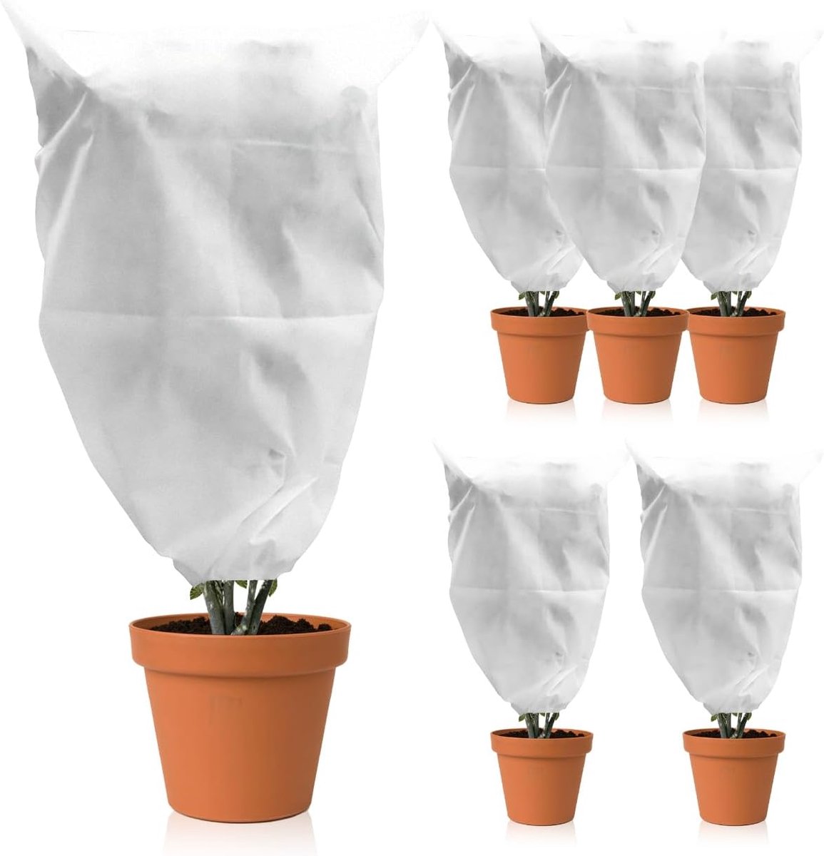 SnelShoppen - Pack van 6 planten fleece 60x80 cm - Frostbescherming voor buitenplanten - Bescherming tegen kou, wind en insecten - Ademend, wit, ideaa
