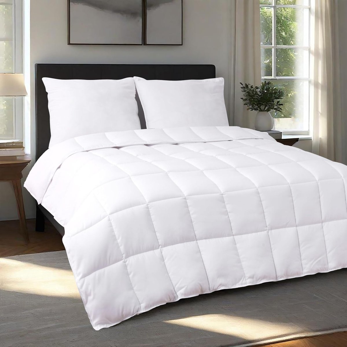 SnelShoppen - Duvet Set 200 x 220 cm met Kussens, All-Year Duvet 250 g/m² Microfibre, Oeko-Tex, Cuddly Soft, Wasbaar voor Slaapkamer