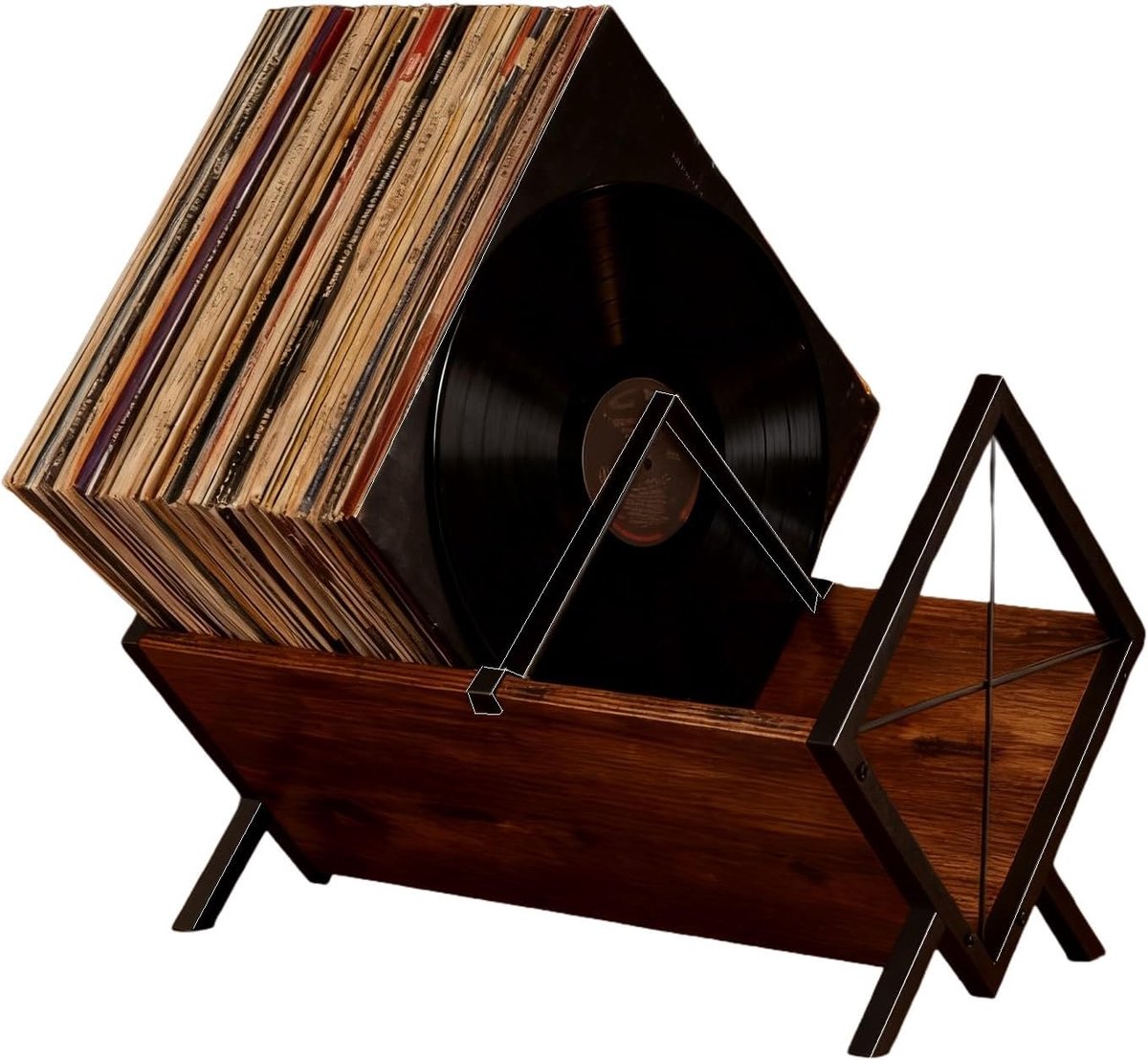 SnelShoppen - Vinyl Record Rack voor 80-100 Platen - Metalen Plank met Verstelbare Scheidingswand - Vinylhouder, Organizer voor Albums, CD's, Tijdschr