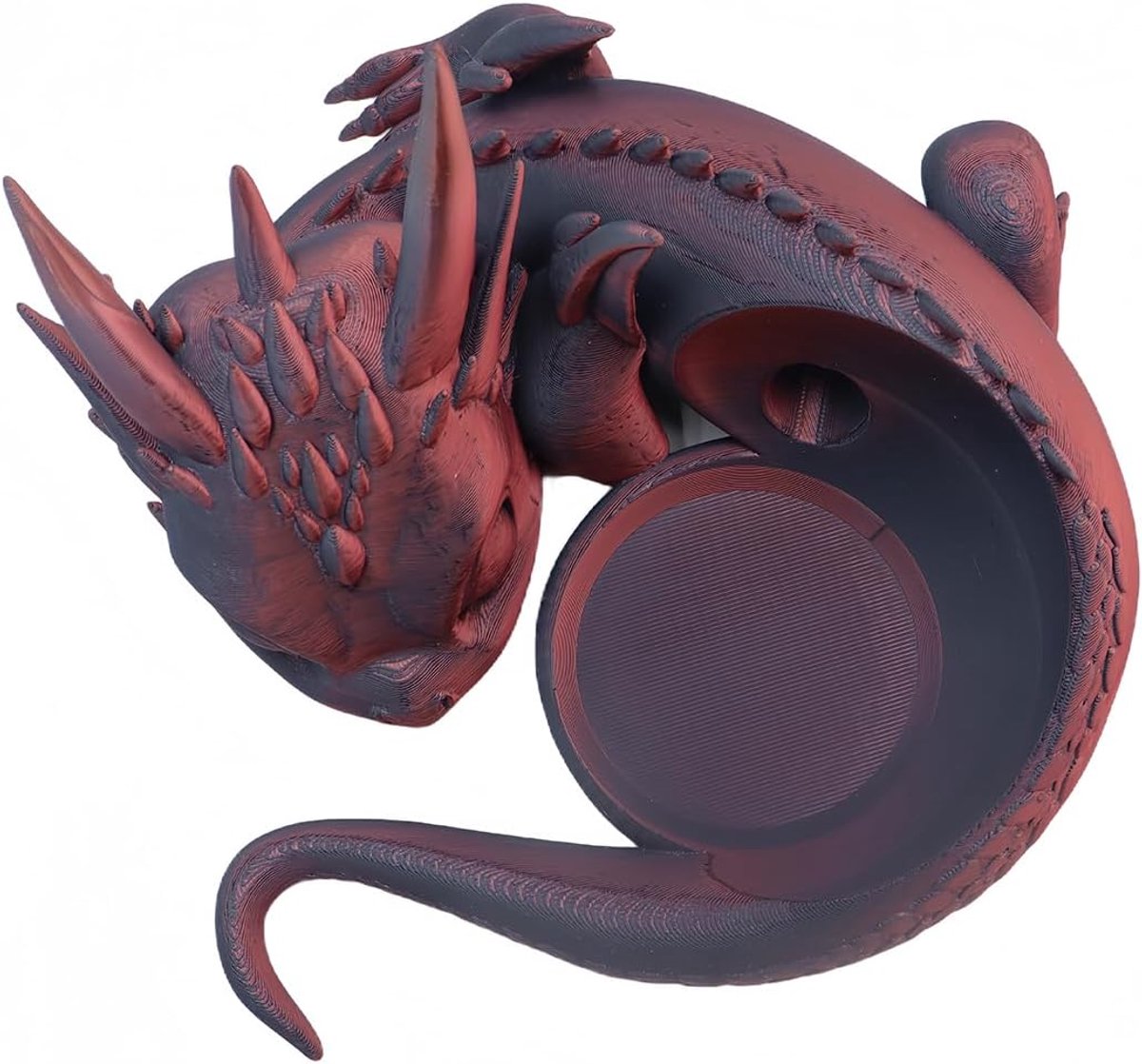 SnelShoppen - 3D Gedrukt Dragon Ornament Staande Houder voor Dot 4e 5e Gen Smart Speaker - Zwart Rood - Uniek Decoratief Accessoire voor Thuisgebruik