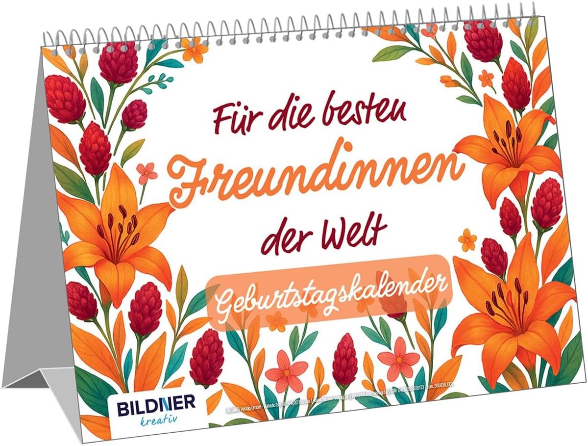 SnelShoppen - Verjaardagskalender voor Vrienden - Bloemige Motieven en Humoristische Quotes - 12 Maanden - Decoratieve Wandkalender voor Feestdagen