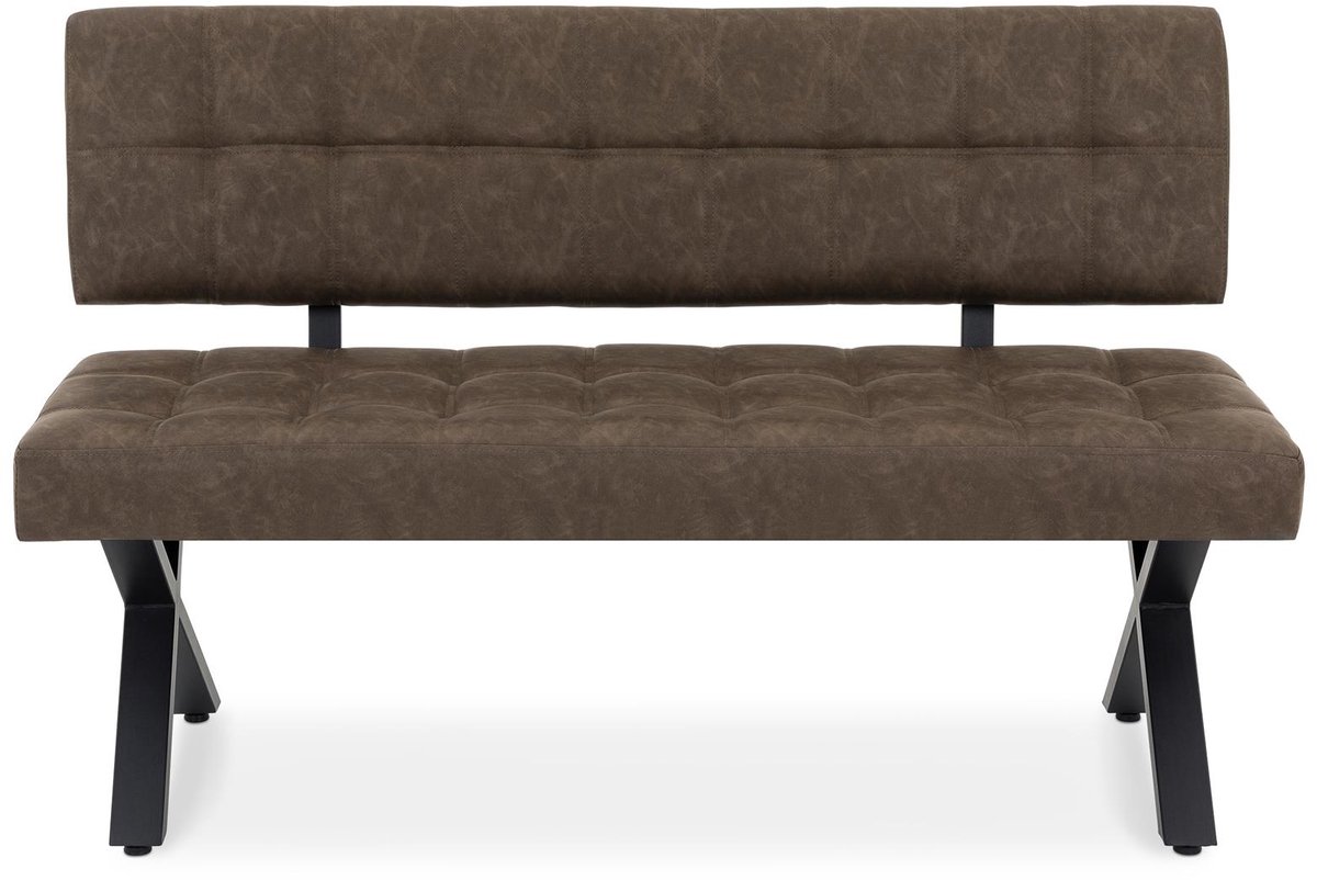 Eetkamerbank KAROSI met vintage leerlook – donkerbruin