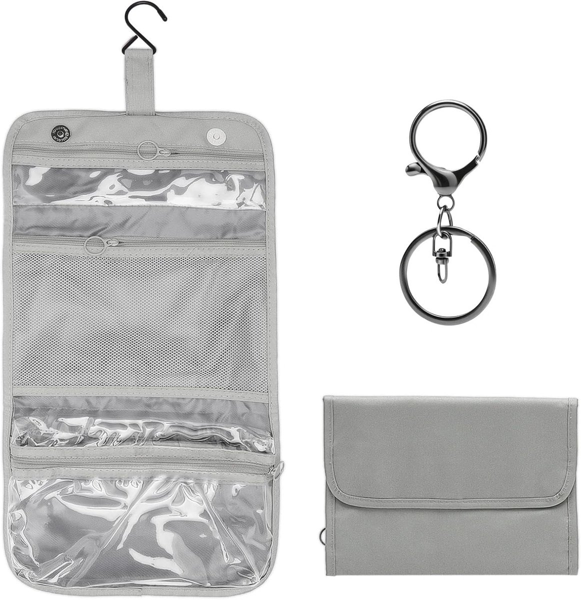 SnelShoppen - Multifunctionele Toilettas voor Ophangen, Waterdichte Reis Make-up Tas voor Mannen en Vrouwen, Compact Vouwbaar Waszak met Haak voor Cam