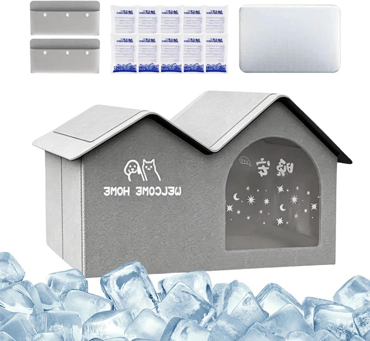 Verkoelend Kattenhol - Kattenkoelhuis - Warm Weer - Lekvrije Constructie - 56W x 7H cm - Grijs