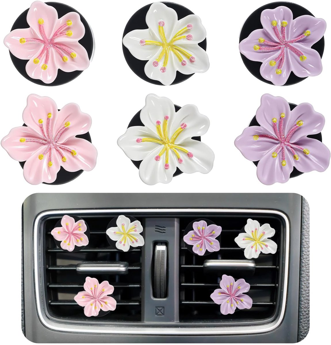 SnelShoppen - 6 Stuks Madeliefjes Bloem Auto Luchtverfrisser Clip - Auto-Accessoires Interieur Decoratie - Vrouwen Meisjes Parfum Diffuser - Ventilato