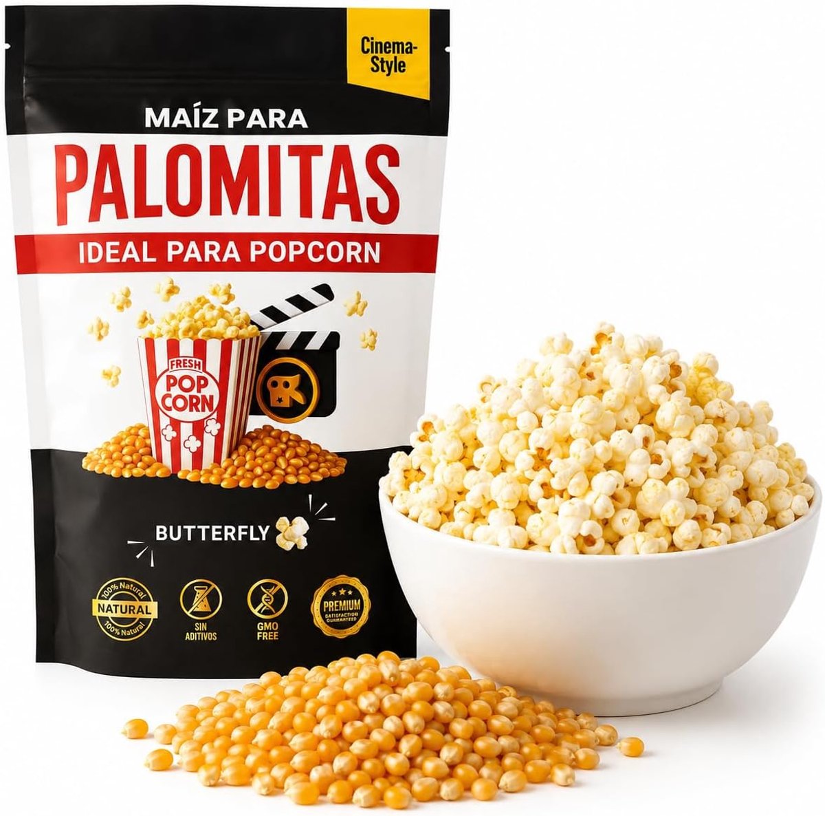 SnelShoppen - Maïs voor Popcorn 925g - Premium Butterfly Maïs - 98% Versplintering - Genetisch Vrij - Veganistisch - Ideaal voor Popcornmachine, Pan,