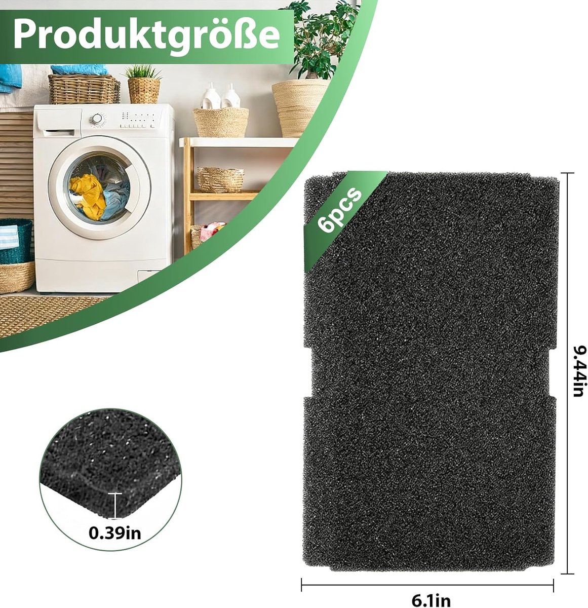 SnelShoppen - 6 Stuks Droogfilters voor Wasdroger - 240 x 155 x 10 mm Filter voor Beko, Grundig, Blomberg - Schuimstoffilter, Sponsfilter, Filtermat v thumbnail 3