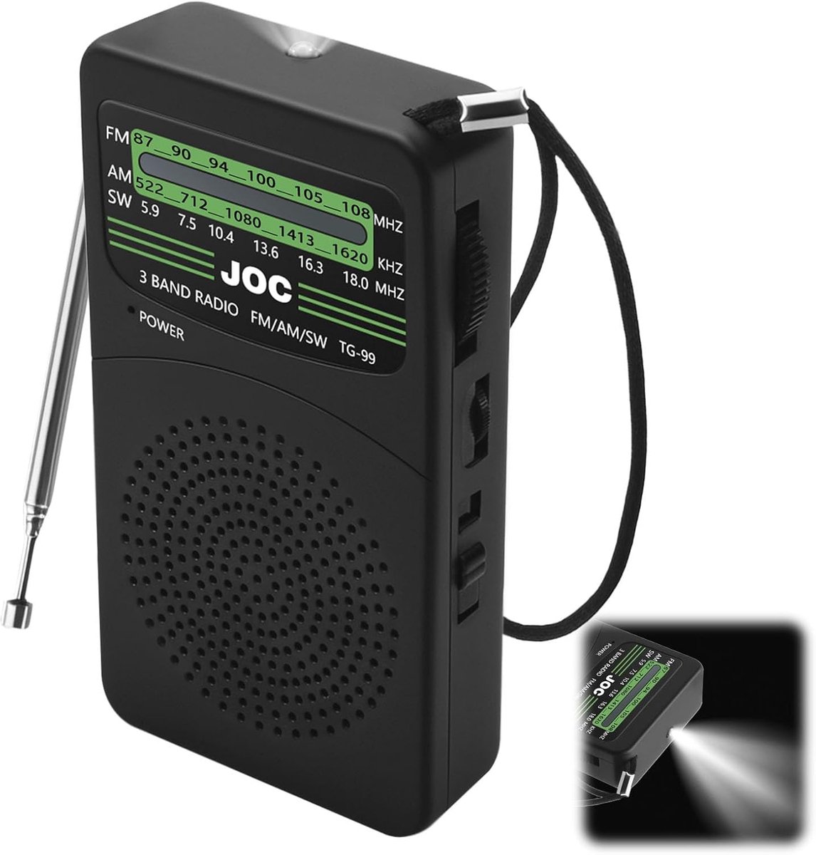 SnelShoppen - Draagbare Radio, Compact en Batterij-Aangedreven, FM/AM/SW, Ideaal voor Noodsituaties, Hoogwaardige Ontvangst, Met Externe Luidspreker e