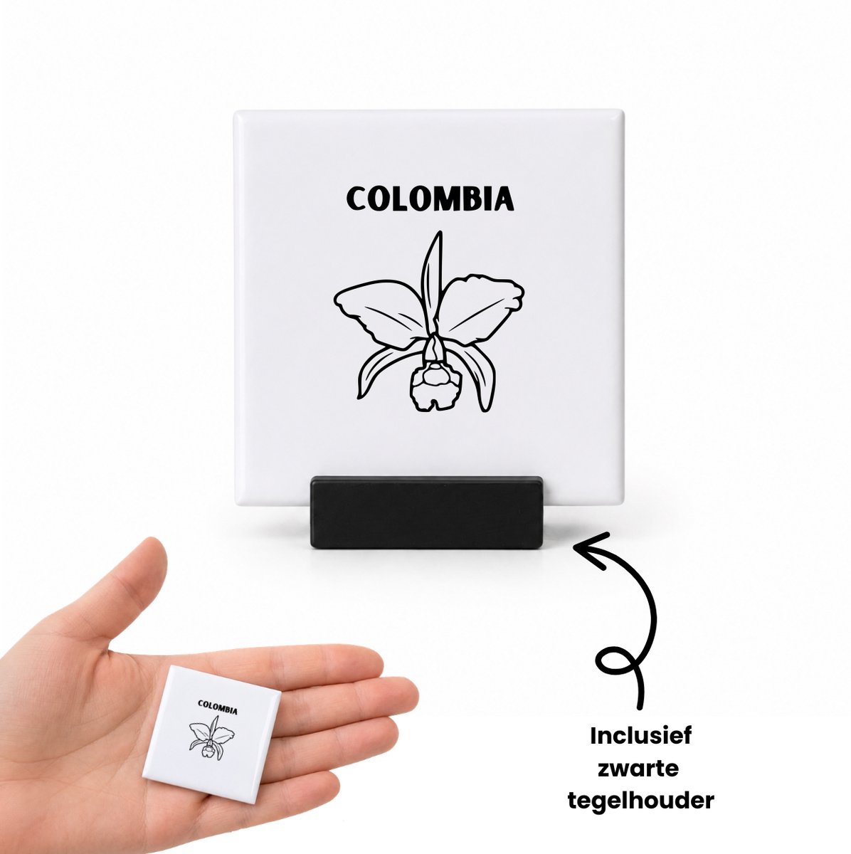 Hacebo Colombia tegeltje met tegelhouder - Piloot - Colombia cadeau - tegeltjes met tekst - beste land - Leuk cadeau voor je Vriend om te geven - spreuktegels - 4.8x4.8 CM Wit