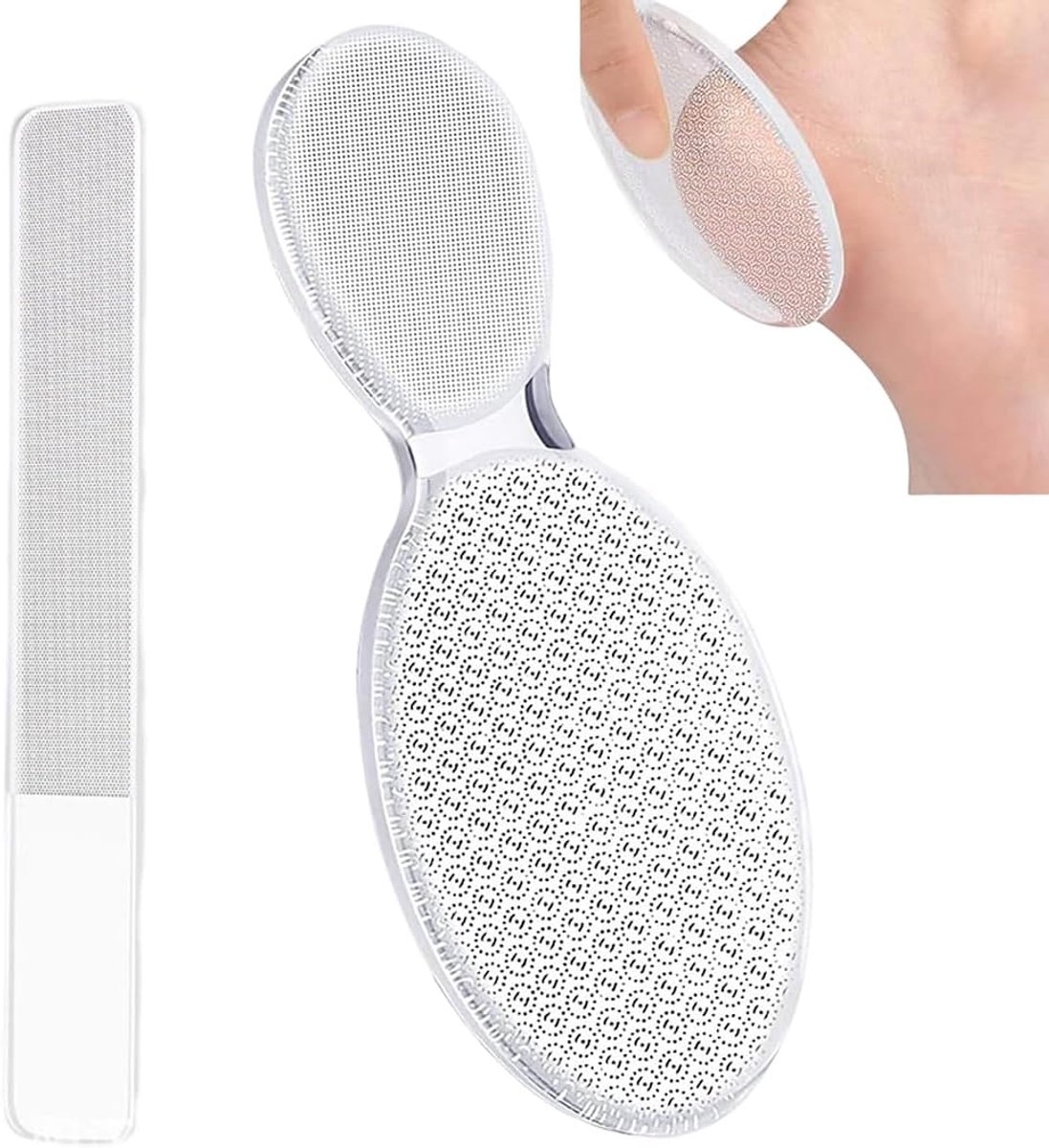 SnelShoppen - 2 Professionele Voetraspen Set - Dubbelzijdige Hiel- en Eeltvijl - Handmatig Pedicure Gereedschap - Verwijder Dode Huid en Eelten - Ergo