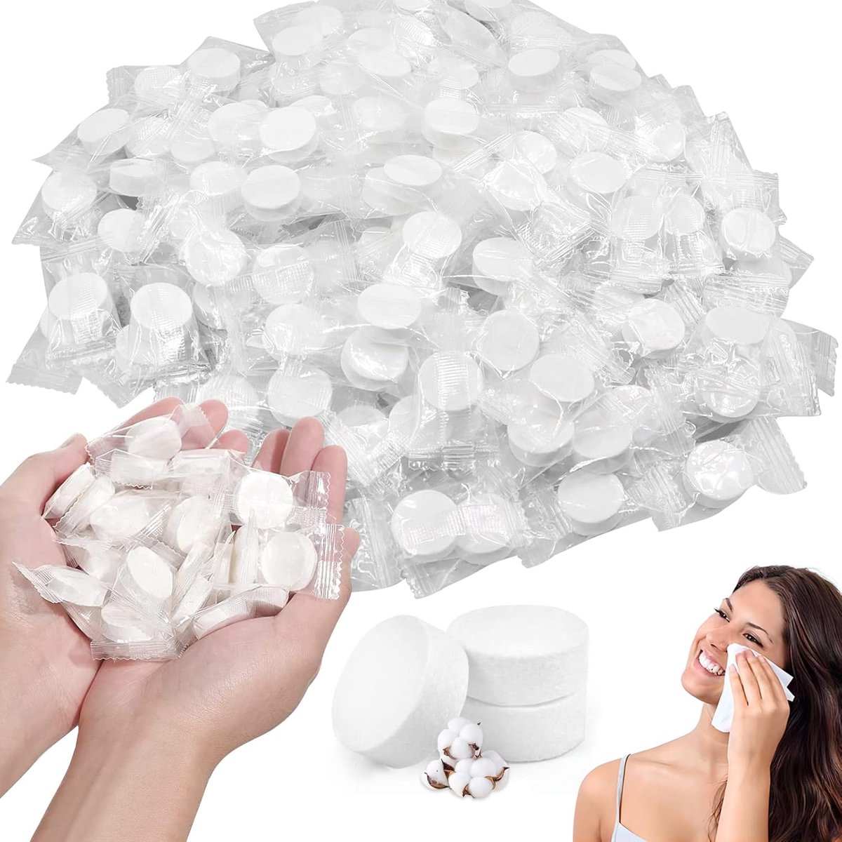 SnelShoppen - 250 Stuks Compressed Handdoeken Wegwerp Handdoeken voor Buiten, Reizen, Sport, Restaurant, Kamperen, Thuis, Hotel (22x20cm) - Katoenen,