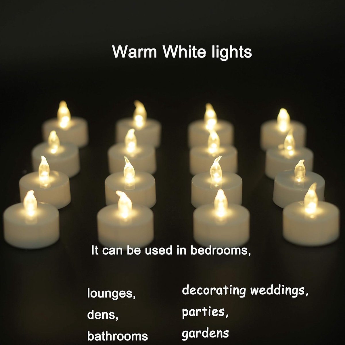 SnelShoppen - 50 Warm White LED Kaarsen - Vlamloze Theelichten met Flickering Effect - Inclusief CR2032 Batterijen - Perfect voor Feesten, Tuin, Kerst