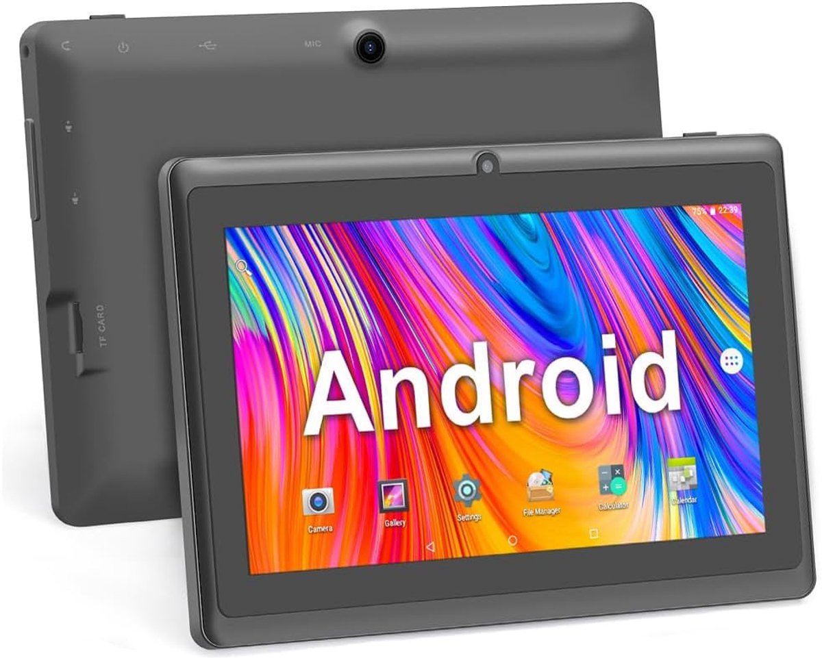 SnelShoppen - Android 5.0 Quad Core Tablet PC 7 inch, 1GB RAM, 8GB ROM, Dual Cameras, WiFi, Bluetooth, Geschikt voor Kinderen en Volwassenen, Zwart