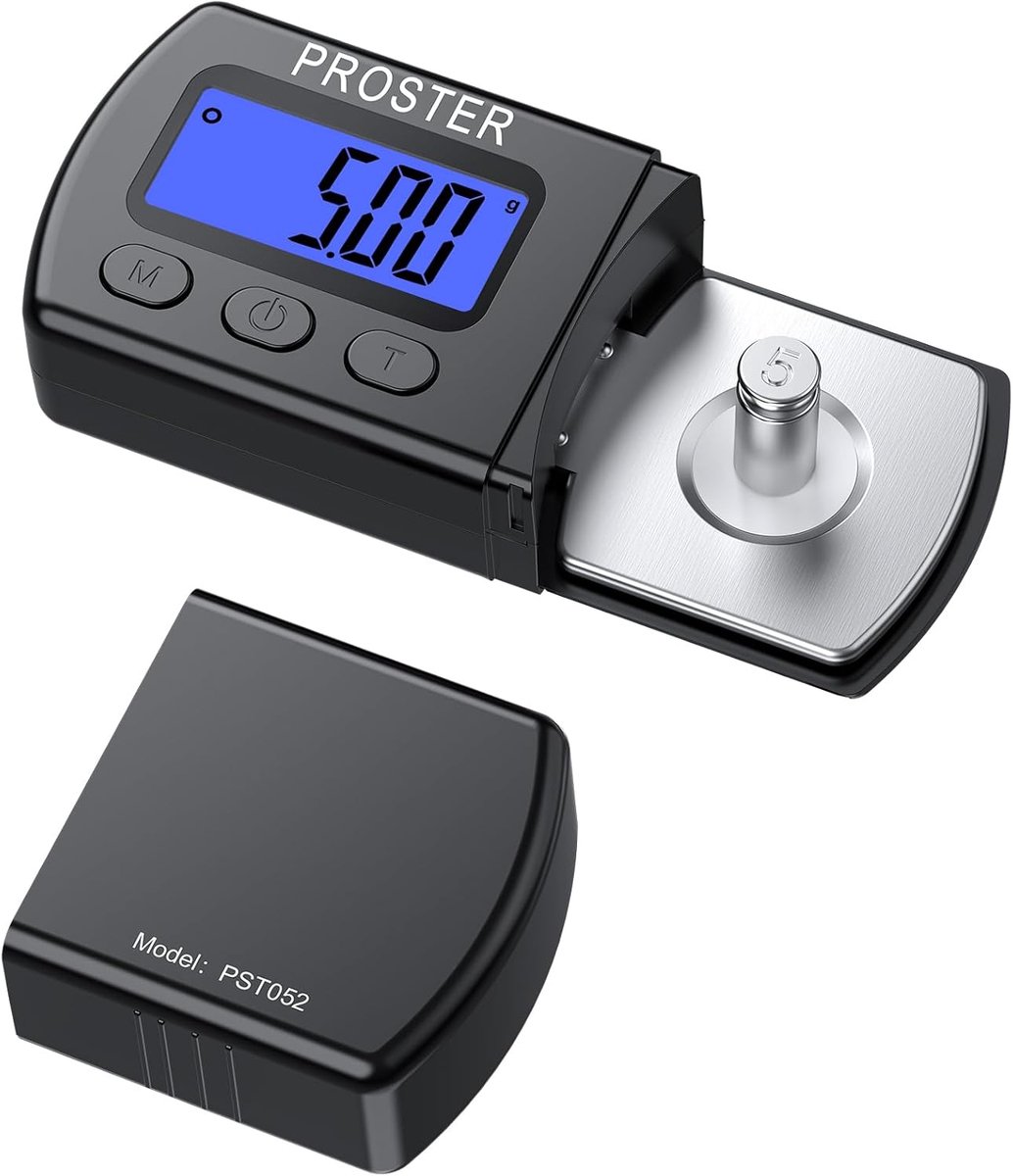 SnelShoppen - Proster Mini Digitale Vinyl Cel Weegschaal - Hoge Precisie 0,01 g - Stylus Force Tester met Blauw LCD Achtergrondverlichting - Perfect v