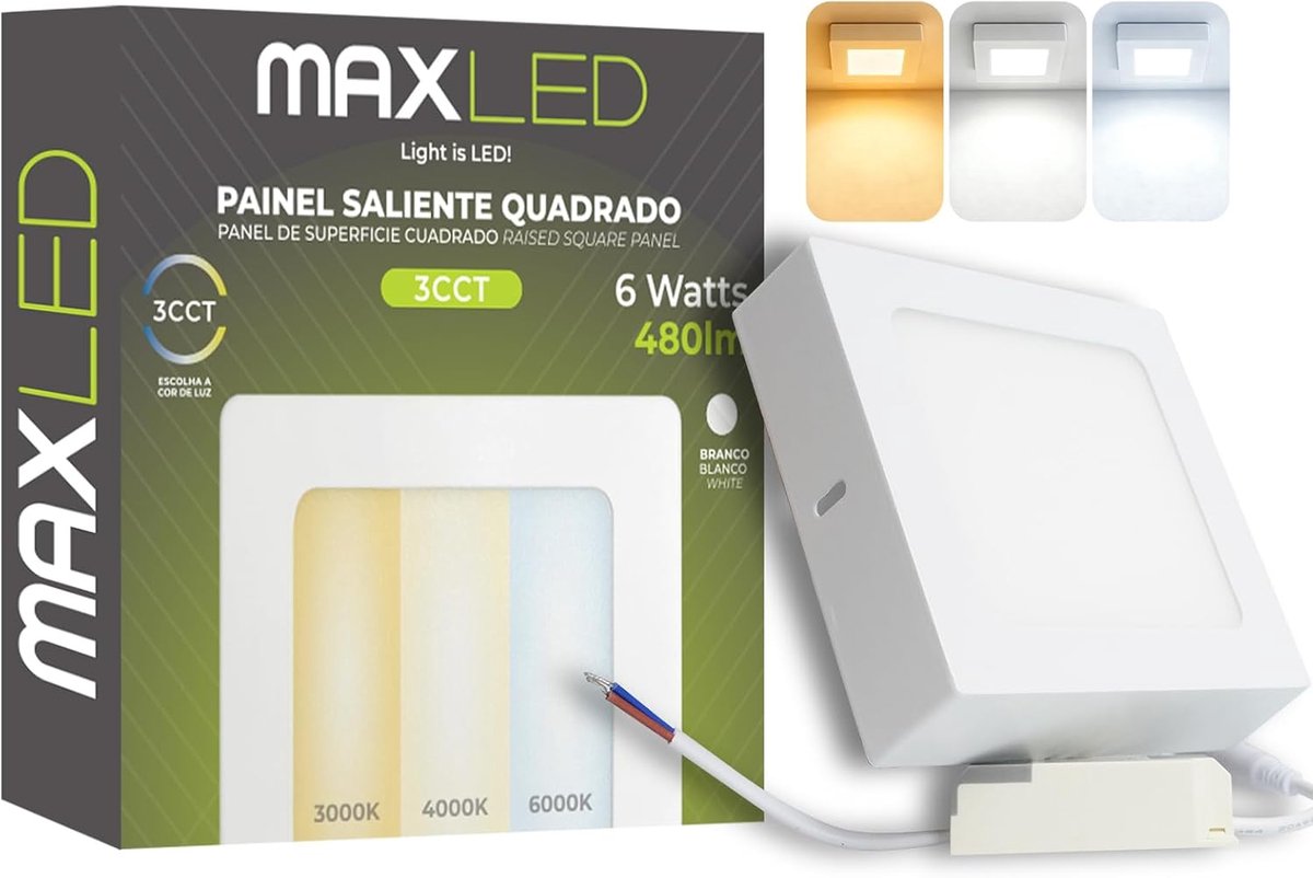 SnelShoppen - 6W LED Deckenleuchte Flach Rechteckig Klein 480lm Moderne Badlampe 3CCT 3000K 4000K 6500K Niet Dimmbar voor Keuken, Badkamer, Keller, Al