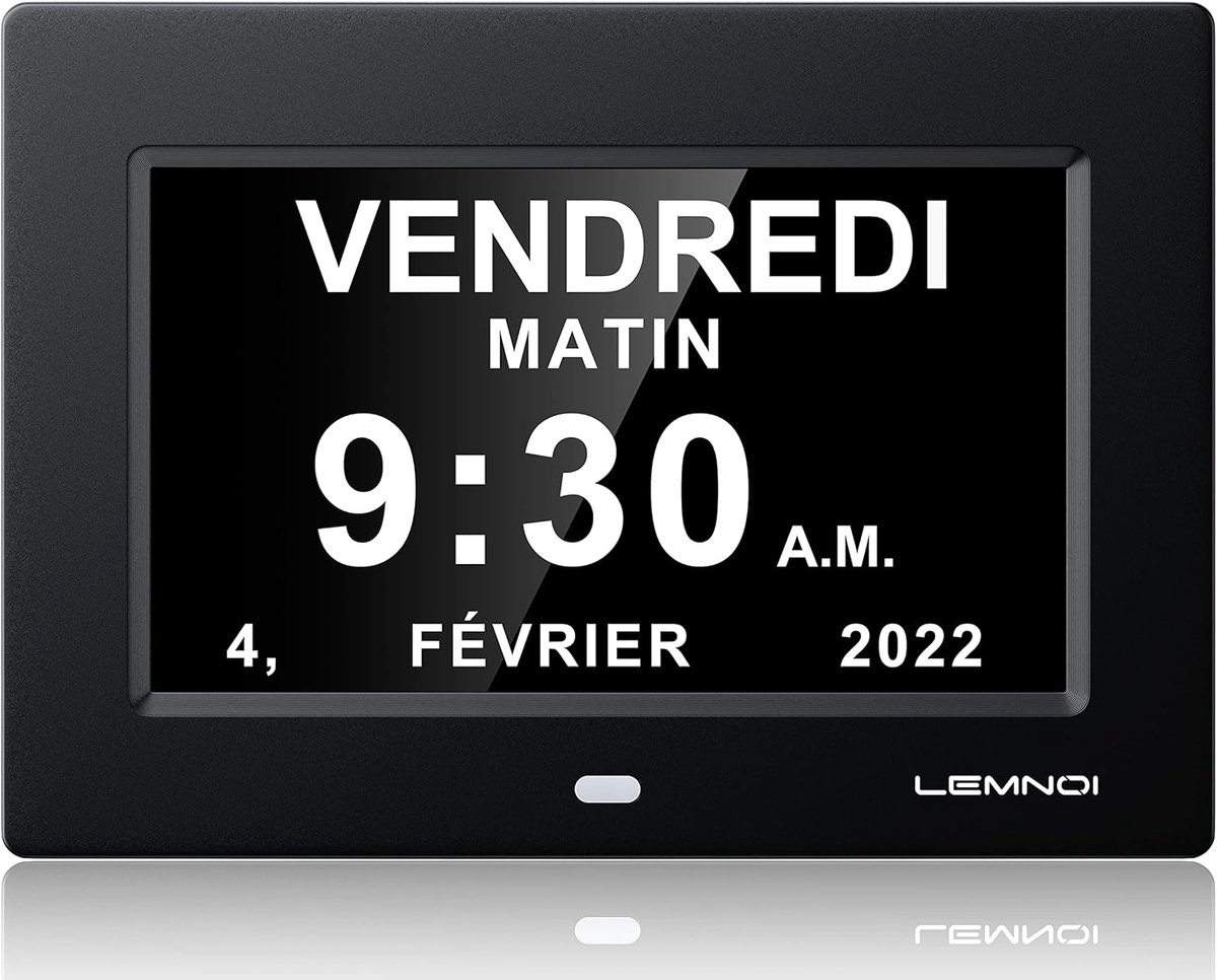 SnelShoppen - 7 inch LCD Digitale Klok met Kalender, Datum, Dag en Tijd, Automatische Dimming, 8 Alarmen, HD-display, Ideaal voor Ouderen, Kinderen en