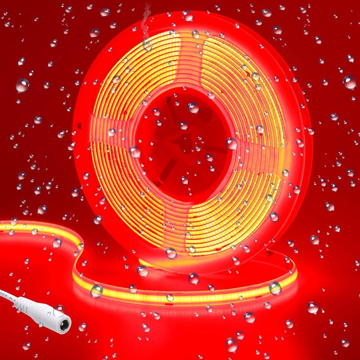 SnelShoppen - 24V COB LED Strip Rood 5M IP65 Waterdicht 480 LEDs/m Perfect voor KTV Bar Decor DIY Feest Tuin Verlichting Flexibel Zelfklevend