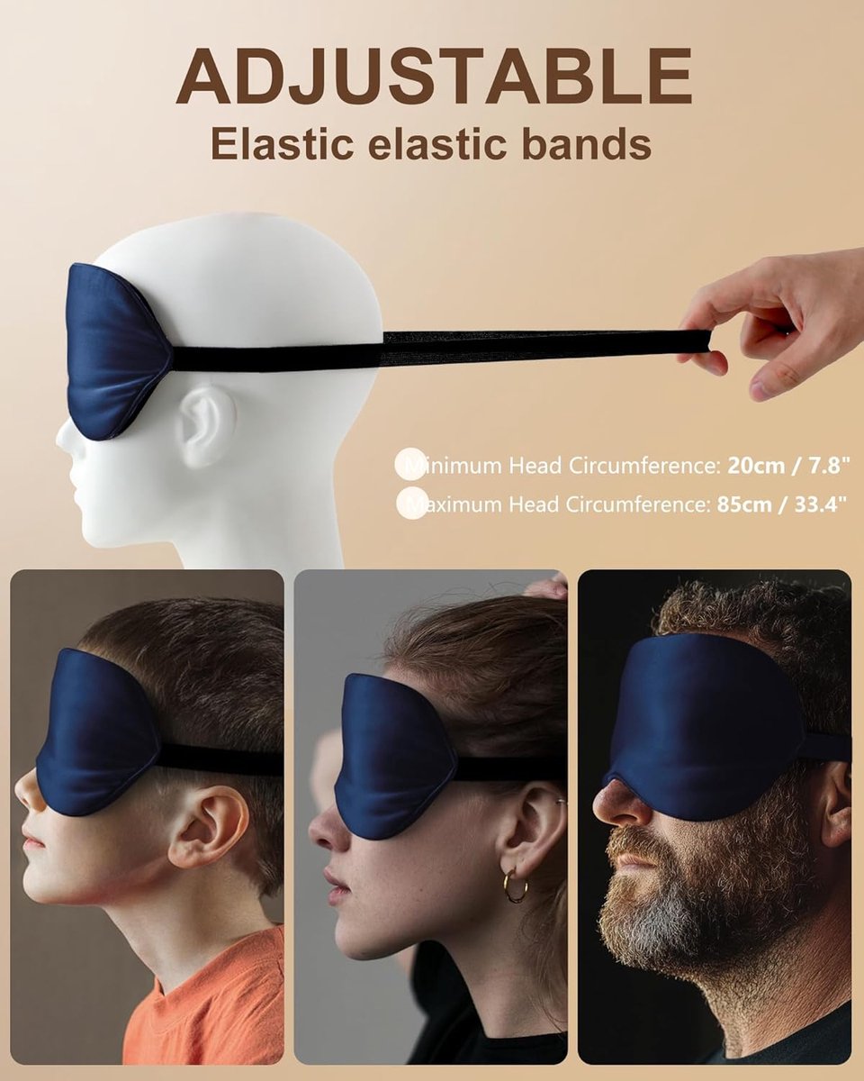 SnelShoppen - Verduisteringsmasker 100% Zijde, Hypoallergeen Slaapmasker met Verstelbare Hoofdband, Uniseks, Blauw voor Ontspanning, Slaap, Reizen