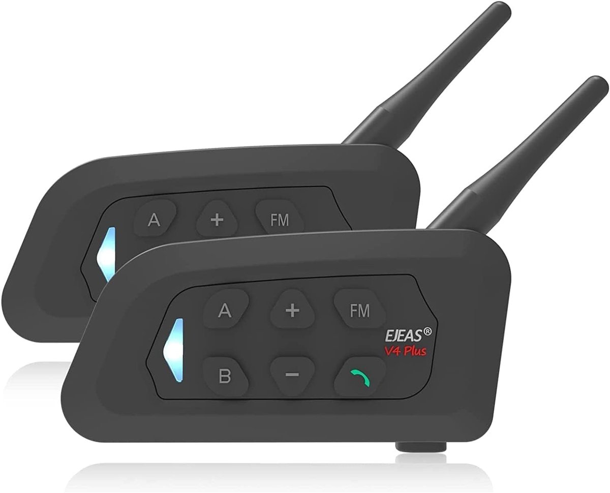 SnelShoppen - V4 Plus Bluetooth Motorfiets Headset Intercom - 4-weg Communicatiesysteem - Waterdicht - 1500 m Bereik - Met Voice Assistant/Ruisonderdr