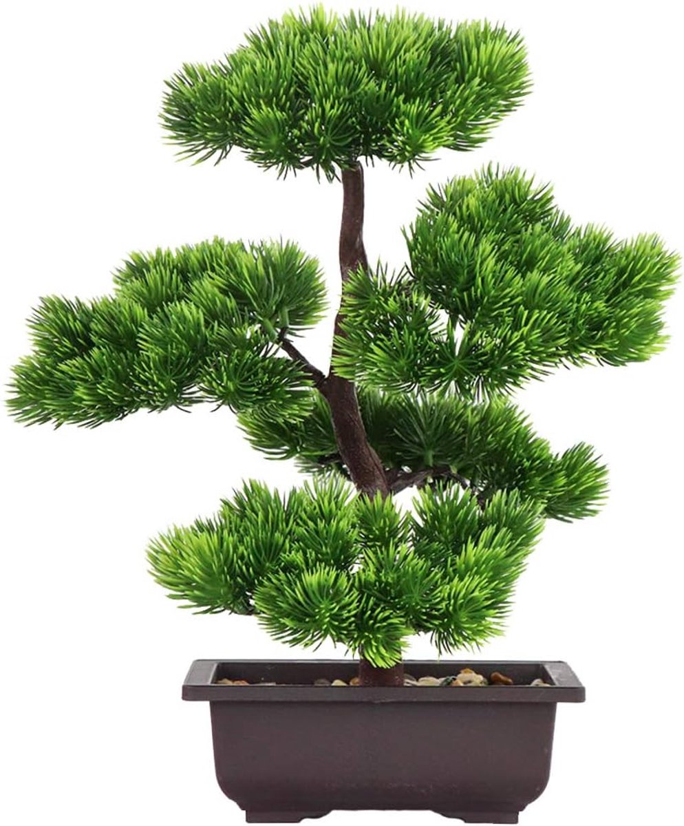 SnelShoppen - Kunstbonsai-boom 33 cm Hoog - Kunstplant Kunstmatige Kamerplanten in Pot - Japanse Bonsai-Dennenplant voor Hoofddécoratie en Bureaublad