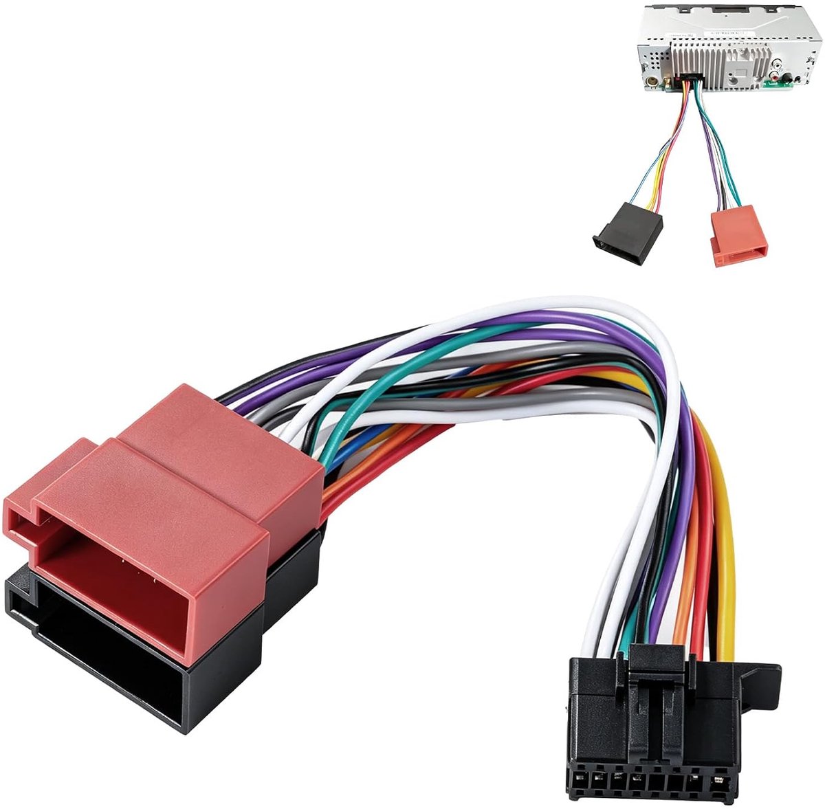 SnelShoppen - ISO Kabelboom voor Autoradio 16-Pins + DIN Antenne-adapter - Compatibel met Aftermarket Autoradio's - Eenvoudige Installatie voor DEH, A