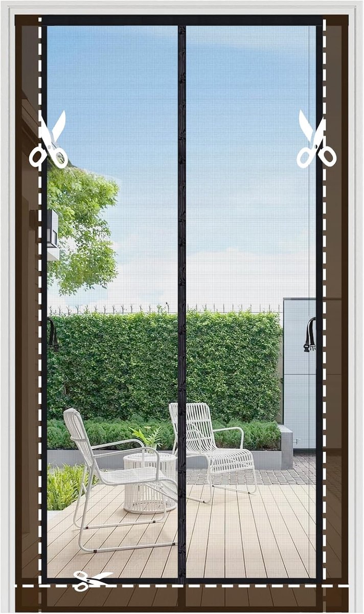 SnelShoppen - Insectenwerend Scherm voor Balkondeur - Magnetisch, Op Maat Snijden, Dubbelzijdige Bevestigingsriemen, Geen Boren, 4 cm Hoog, Ideaal voo