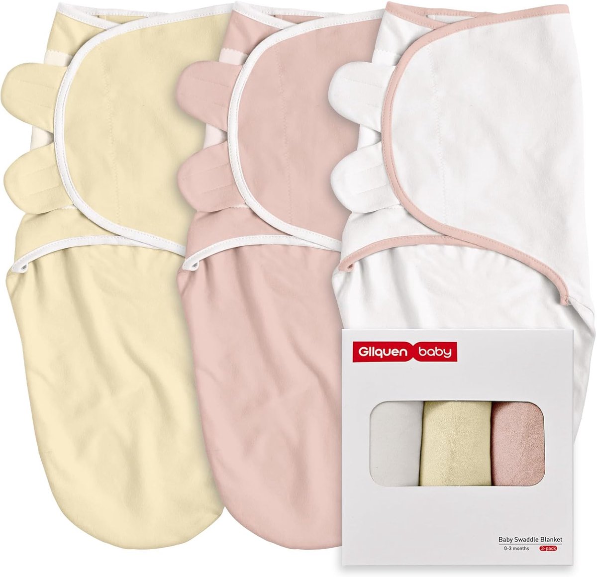 SnelShoppen - Baby Swaddling Cloths 3 Pack voor Nieuwborns 0-3 Maanden, Oeko-Tex 100, 100% Ademend Organisch Katoen, Swaddle Dekens in Perzikroze