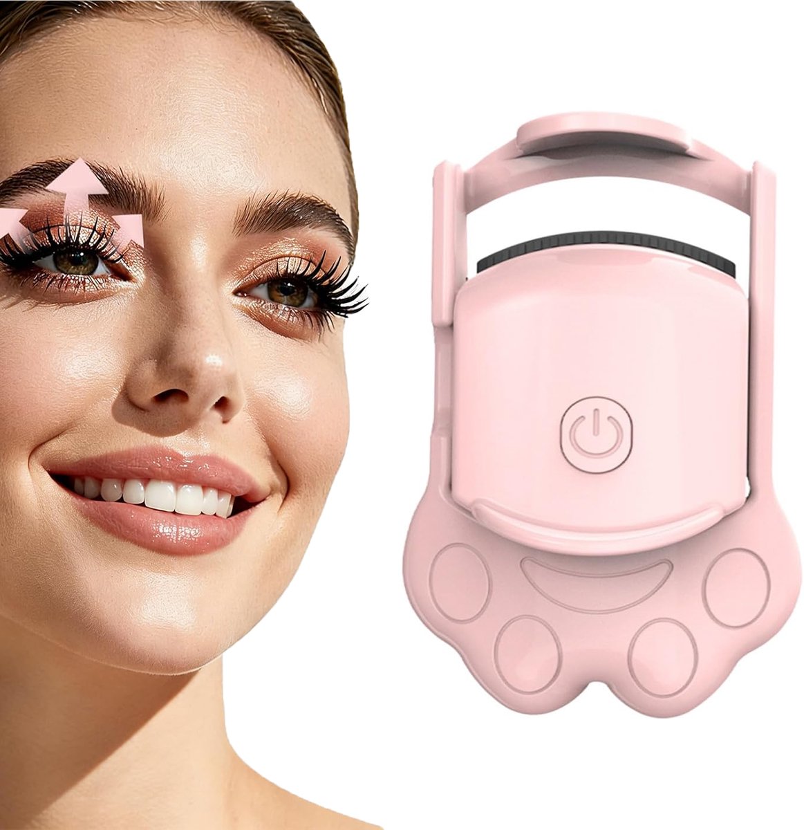 KZQ USB-oplaadbare elektrische wimperkruller - Snel opwarmend en lichtgewicht - Antislip handvat en schattig ontwerp - Perfect voor vrouwen - Roze