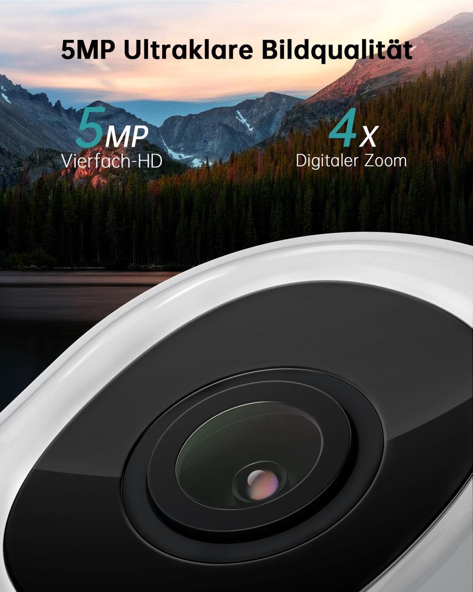 SnelShoppen - 4MP PTZ Buitenbeveiligingscamera, Dual-Band WiFi 2.4/5GHz, Kleur Nachtzicht, IP66, 24/7 Opname, Slimme AI Detectie, Cloud/SD Kaart Opsla