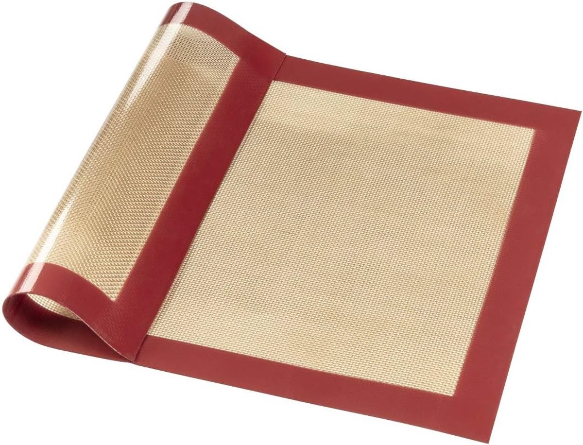 Thijox - Bakmat van siliconen 30 x 40 cm - Herbruikbaar, Vervanging voor Bakpapier, Hoekig, Rood/Bruin, Ideaal voor Keuken, Bakken, Feestjes en BBQ